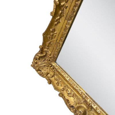 Neoclassical Rectangular Golden Hand-Carved Wooden Mirror, Spain, 1970-UZ-1264921