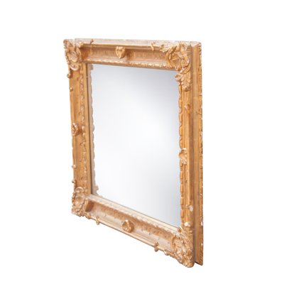 Neoclassical Rectangular Hand-Carved Wood & Gold Mirror, Spain, 1970s-UZ-1033305