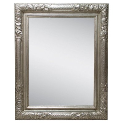 Neoclassical Regency Hand-Carved and Silver Foiled Wooden Mirror, 1970-UZ-1264918