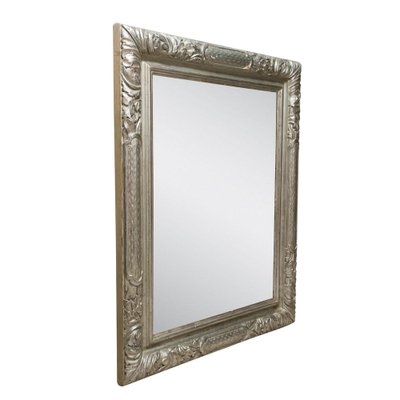 Neoclassical Regency Hand-Carved and Silver Foiled Wooden Mirror, 1970-UZ-1264918