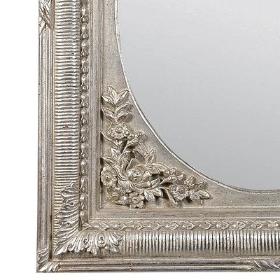 Neoclassical Regency Rectangular Silver Hand-Carved Wooden Mirror, 1970-UZ-862948