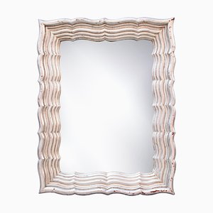 Neoclassical Regency Rectangular Silver Hand Carved Wooden Mirror, 1970-UZ-984962