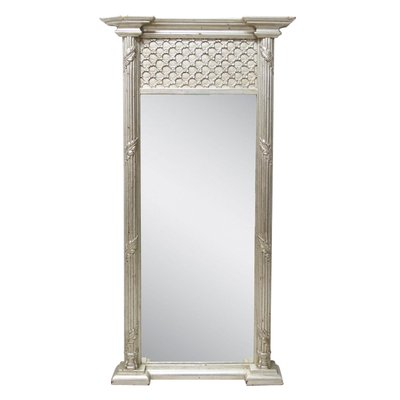 Neoclassical Regency Rectangular Silver Hand Carved Wooden Mirror, 1970s-UZ-1272631