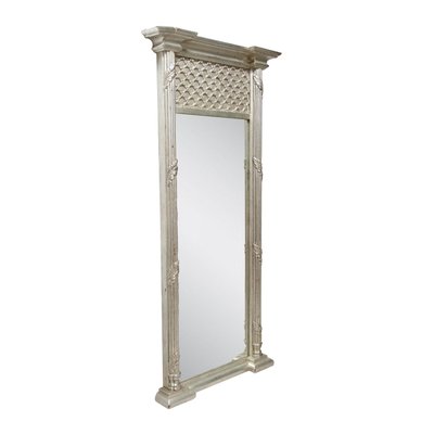 Neoclassical Regency Rectangular Silver Hand Carved Wooden Mirror, 1970s-UZ-1272631