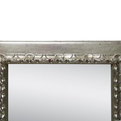 Neoclassical Regency Rectangular Silver Hand Carved Wooden Mirror-UZ-1209926