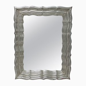 Neoclassical Regency Rectangular Silver Mirror in Hand-Carved Wood, 1970-UZ-1179814