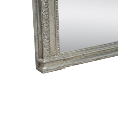 Neoclassical Regency Rectangular Silver Mirror in Hand-Carved Wood-UZ-1179815