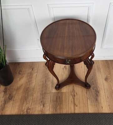 Neoclassical Regency Round Tripod Swan Side Table in Wood, Italy, 1960s-EUP-1754808