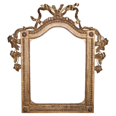 Neoclassical Regency Style Gold Foil & Hand-Carved Wood Mirror, 1970s-UZ-1016113