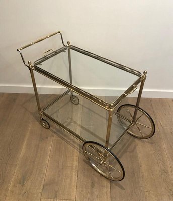 Neoclassical Silvered Brass Drinks Trolley by Maison Bagués, France, 1940s-BA-836975