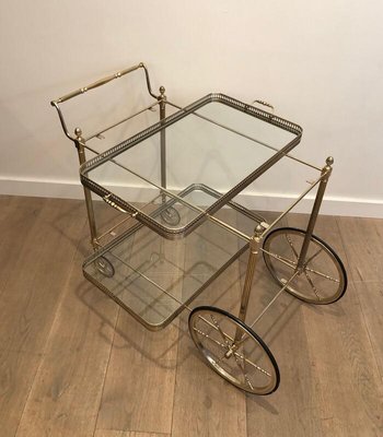 Neoclassical Silvered Brass Drinks Trolley by Maison Bagués, France, 1940s-BA-836975