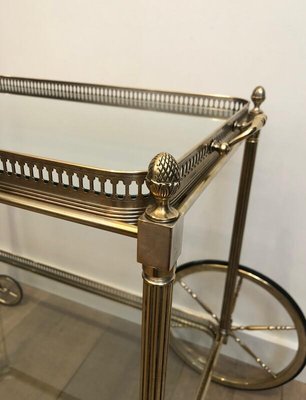 Neoclassical Silvered Brass Drinks Trolley by Maison Bagués, France, 1940s-BA-836975