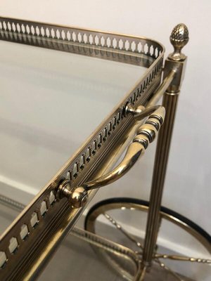 Neoclassical Silvered Brass Drinks Trolley by Maison Bagués, France, 1940s-BA-836975