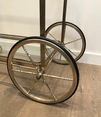 Neoclassical Silvered Brass Drinks Trolley by Maison Bagués, France, 1940s-BA-836975