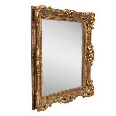 Neoclassical Spanish Empire Gold Mirror in Hand-Carved Wood, 1970-UZ-1185625