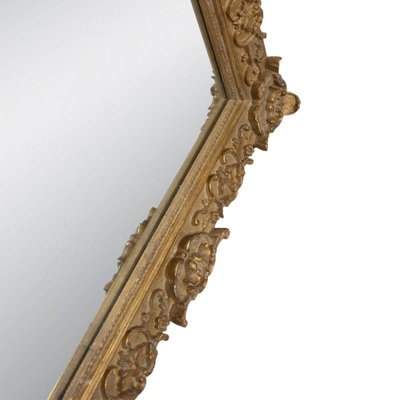 Neoclassical Spanish Empire Rectangular Mirror in Gold Hand Carved Wood, 1970-UZ-1236283