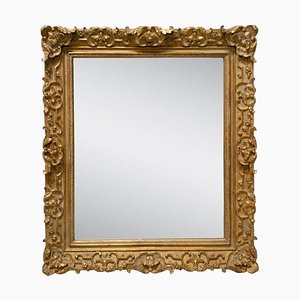 Neoclassical Spanish Empire Rectangular Mirror in Gold Hand Carved Wood, 1970-UZ-1236283