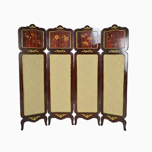 Neoclassical Style 4-Panel Folding Screen in Inlaid Mahogany, France, 1970s-XNH-824241