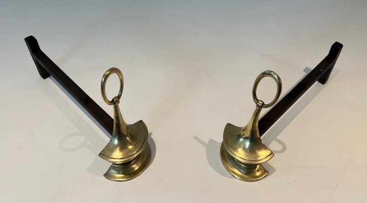 Neoclassical Style Bronze Andirons, 1960s, Set of 2-BA-1784737