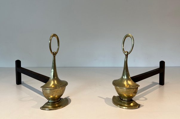 Neoclassical Style Bronze Andirons, 1960s, Set of 2-BA-1784737