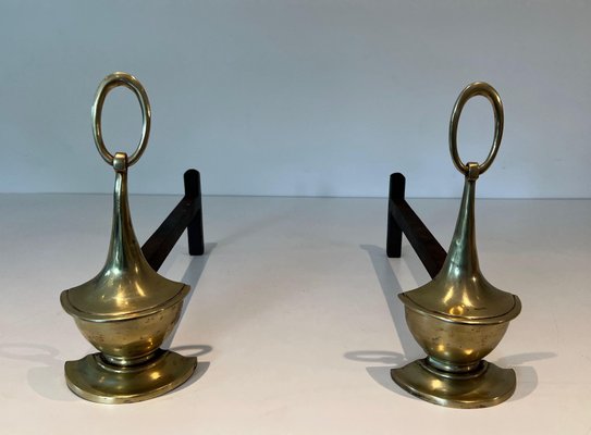 Neoclassical Style Bronze Andirons, 1960s, Set of 2-BA-1784737