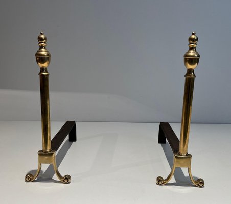 Neoclassical Style Chenets in Bronze, 1940s, Set of 2-BA-1516226