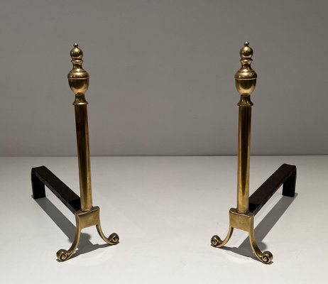 Neoclassical Style Chenets in Bronze, 1940s, Set of 2-BA-1516226