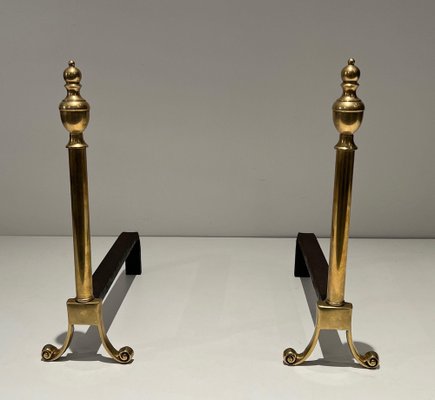 Neoclassical Style Chenets in Bronze, 1940s, Set of 2-BA-1516226