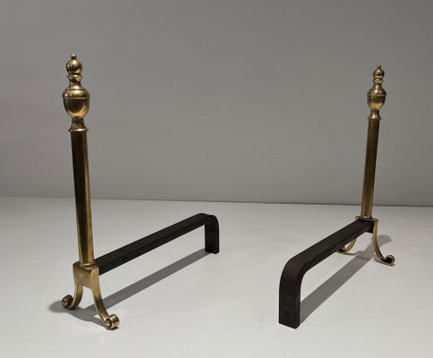 Neoclassical Style Chenets in Bronze, 1940s, Set of 2-BA-1516226