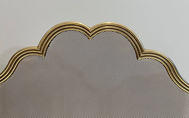 Neoclassical Style Fire Sceen in Brass and Wire Mesh, 1970s-BA-1516223