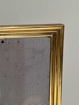 Neoclassical Style Fire Screen in Brass and Wire Mesh, 1940s-BA-1516221