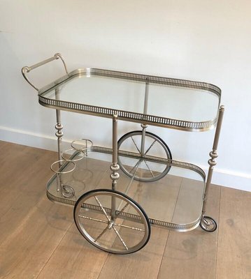 Neoclassical Style French Silver & Brass Trolley, 1940s-BA-926126