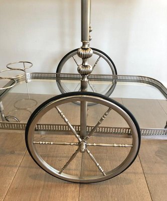 Neoclassical Style French Silver & Brass Trolley, 1940s-BA-926126