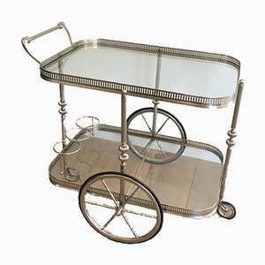 Neoclassical Style French Silver & Brass Trolley, 1940s-BA-926126