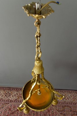 Neoclassical Style Gilt Bronze Chandelier from Verrerie D'Art Degué, 1920s-KEG-745446