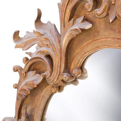 Neoclassical Style Gold Leaf & Hand Carved Wood Mirror with Acanthus Leaf Decoration, 1970s-UZ-979845