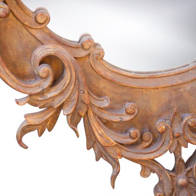 Neoclassical Style Gold Leaf & Hand Carved Wood Mirror with Acanthus Leaf Decoration, 1970s-UZ-979845