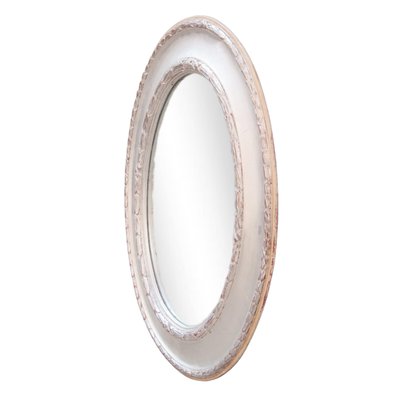 Neoclassical Style Hand Carved Oval Mirror in Silver-UZ-992379