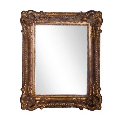 Neoclassical Style Hand Carved Wooden Mirror in Gold Foil, 1970s-UZ-992378