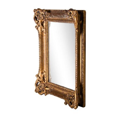 Neoclassical Style Hand Carved Wooden Mirror in Gold Foil, 1970s-UZ-992378