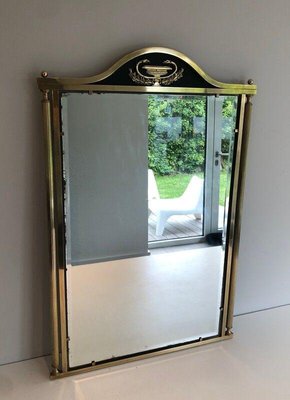 Neoclassical Style Mirror in Brass and Lacquered Sheet Metal with Cup and Swan Neck Decorations-BA-1365458