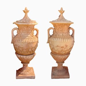 Neoclassical Style Urns or Vases in Terracotta, Set of 2-TCS-1330709