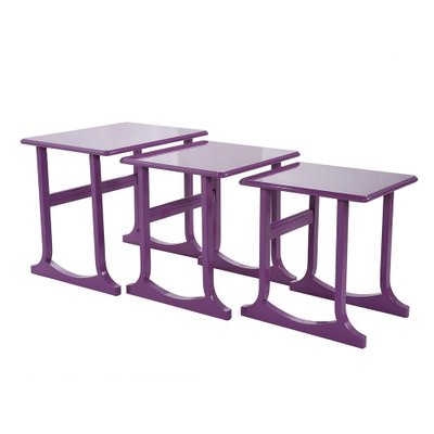 Nesting Coffee Tables in Purple Lacquered Wood, Set of 3-NQ-1264796