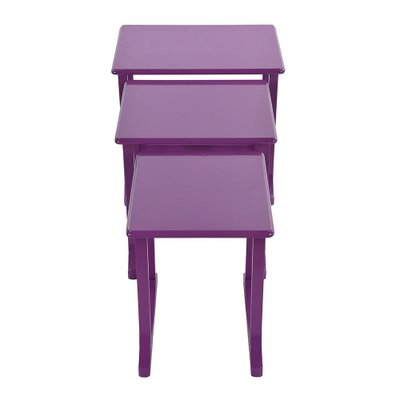 Nesting Coffee Tables in Purple Lacquered Wood, Set of 3-NQ-1264796