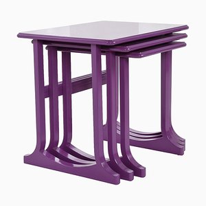 Nesting Coffee Tables in Purple Lacquered Wood, Set of 3-NQ-1264796