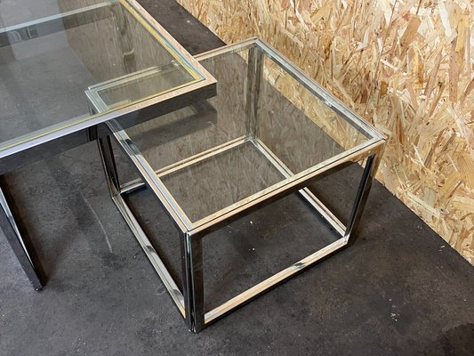 Nesting Tables in Chrome & Brass from Maison Charles, Set of 3-EJL-1436279