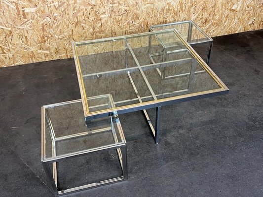 Nesting Tables in Chrome & Brass from Maison Charles, Set of 3-EJL-1436279