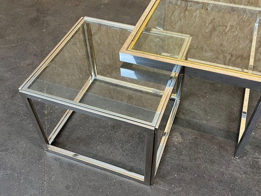 Nesting Tables in Chrome & Brass from Maison Charles, Set of 3-EJL-1436279