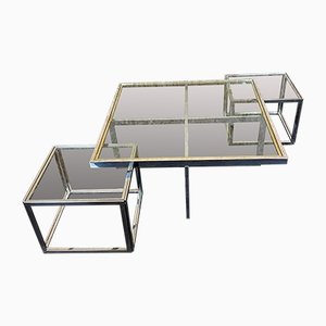 Nesting Tables in Chrome & Brass from Maison Charles, Set of 3-EJL-1436279