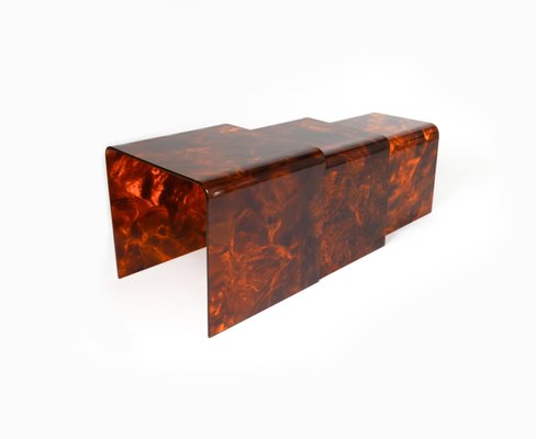 Nesting Tables in Faux Tortoiseshell Acrylic Glass in the style of Christian Dior, Italy, 1970s, Set of 3-LYQ-1729864